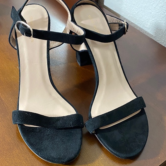 Stuart Weitzman Black Suede Heeled Sandals - Picture 5 of 8